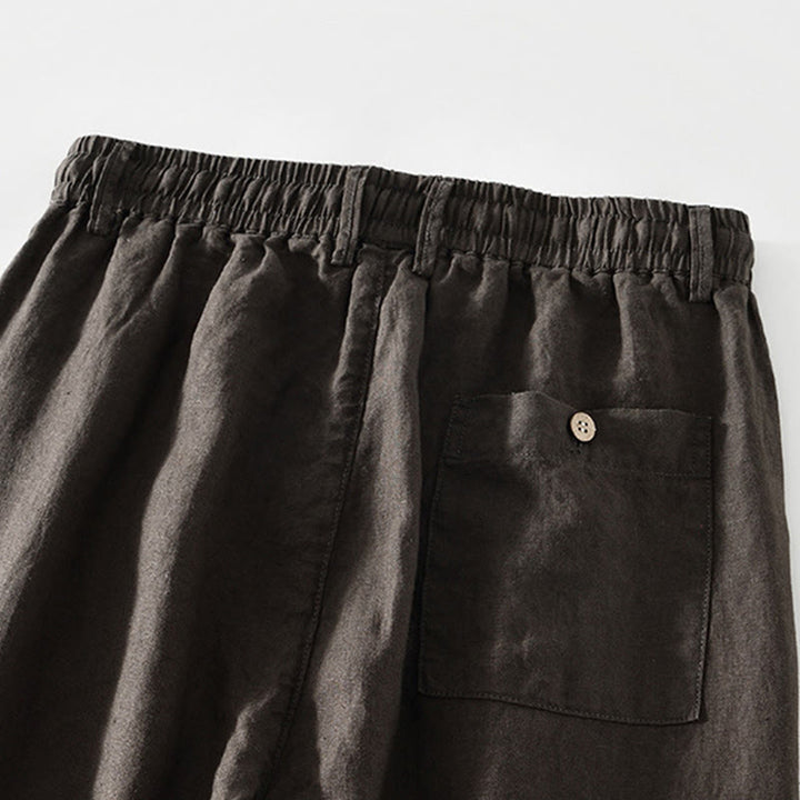 Pantalon droit en lin pour homme , Buddha Stones , taille élastique avec cordon de serrage et poches - image 13