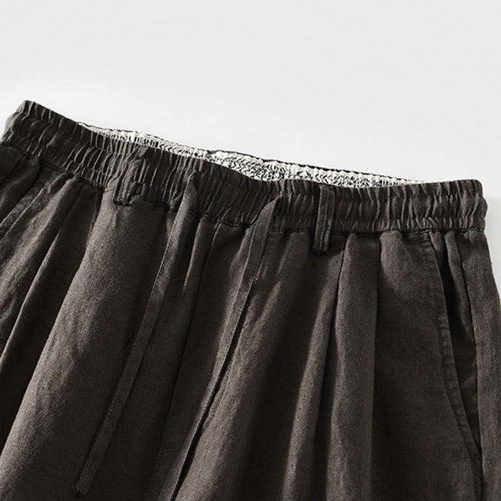 Pantalon droit en lin pour homme , Buddha Stones , taille élastique avec cordon de serrage et poches - image 12