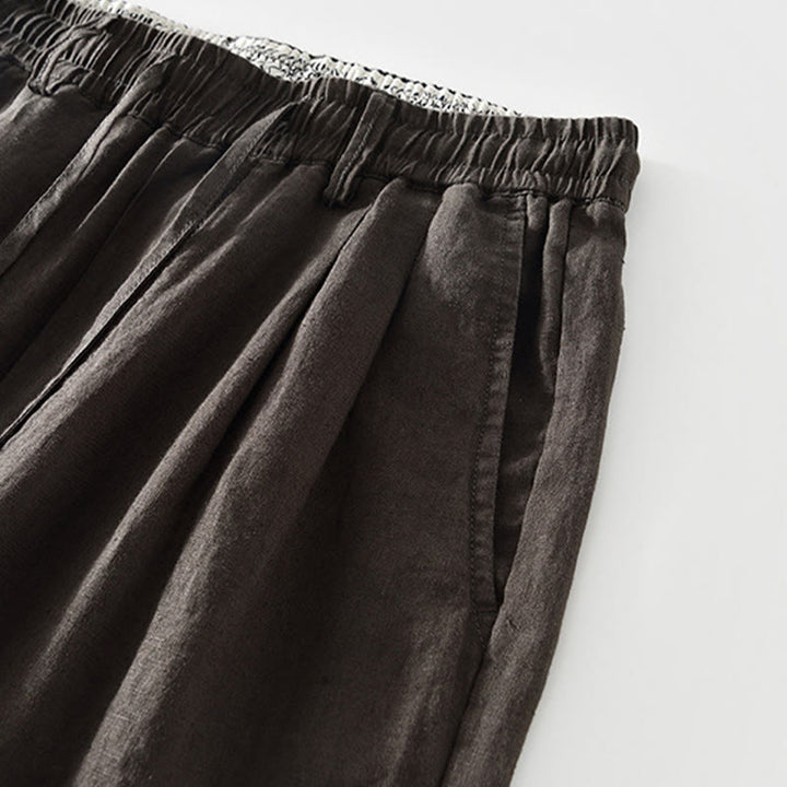 Pantalon droit en lin pour homme , Buddha Stones , taille élastique avec cordon de serrage et poches - image 14