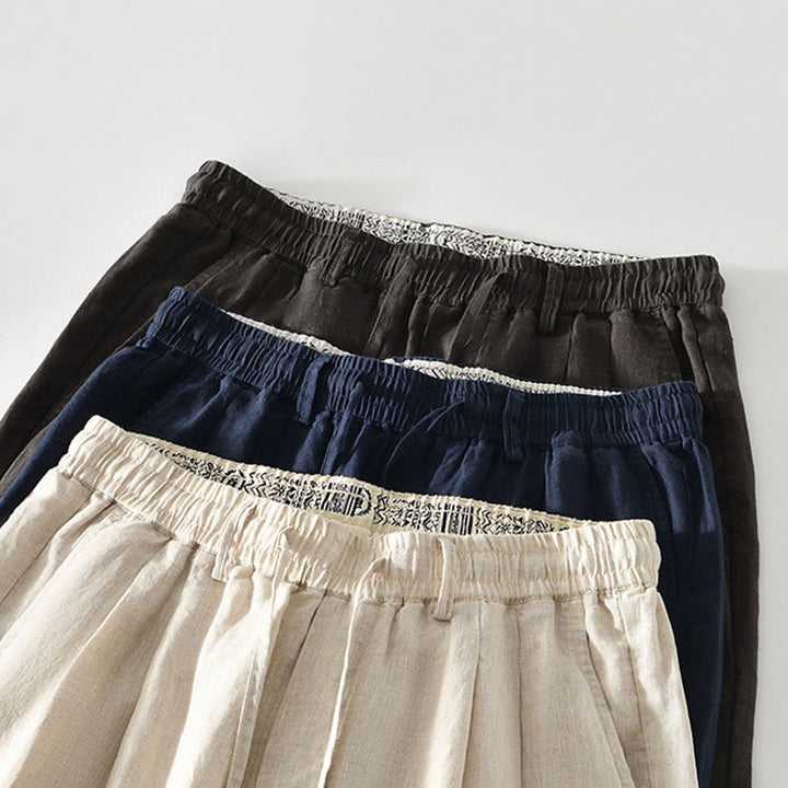 Pantalon droit en lin pour homme , Buddha Stones , taille élastique avec cordon de serrage et poches - image 17