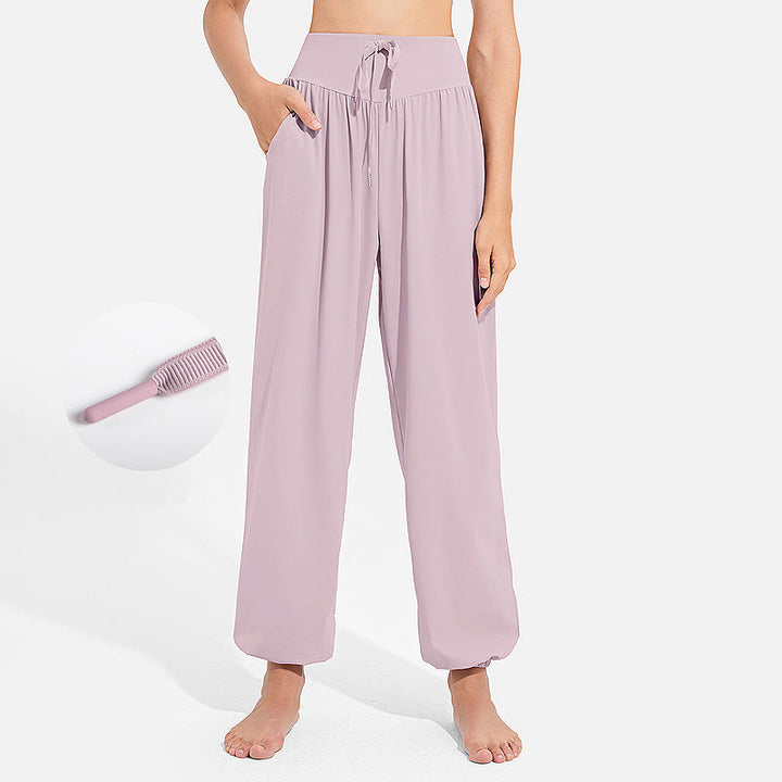 Pantalon harem femme Buddha Stones uni à taille élastique et cordon de serrage, avec poches, idéal pour le sport et le yoga. - LavandeBlush - US8-10，UK/AU12-14，EU40-42 (2XL) - image 12