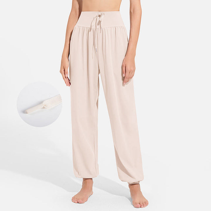 Pantalon harem femme Buddha Stones uni à taille élastique et cordon de serrage, avec poches, idéal pour le sport et le yoga. - soie de maïs - US8-10，UK/AU12-14，EU40-42 (2XL) - image 8