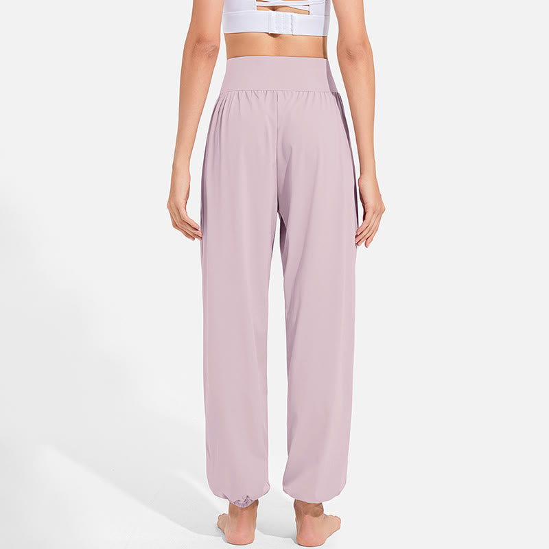 Pantalon harem femme Buddha Stones uni à taille élastique et cordon de serrage, avec poches, idéal pour le sport et le yoga. - image 16