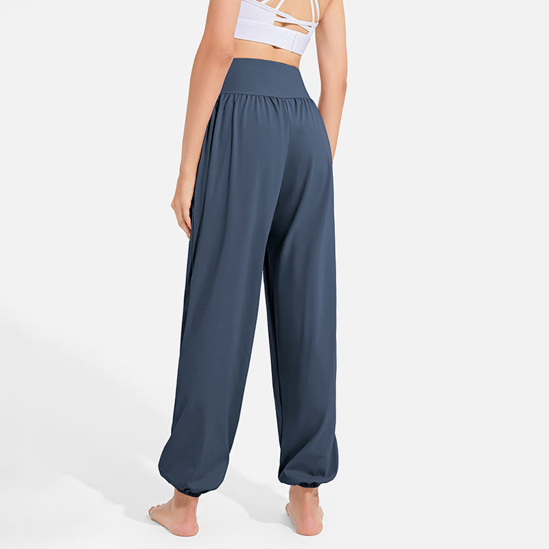 Pantalon harem femme Buddha Stones uni à taille élastique et cordon de serrage, avec poches, idéal pour le sport et le yoga. - image 23