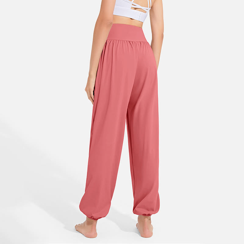 Pantalon harem femme Buddha Stones uni à taille élastique et cordon de serrage, avec poches, idéal pour le sport et le yoga. - image 29