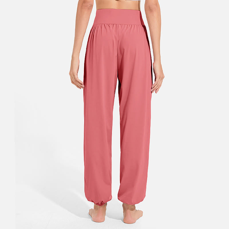 Pantalon harem femme Buddha Stones uni à taille élastique et cordon de serrage, avec poches, idéal pour le sport et le yoga. - image 30
