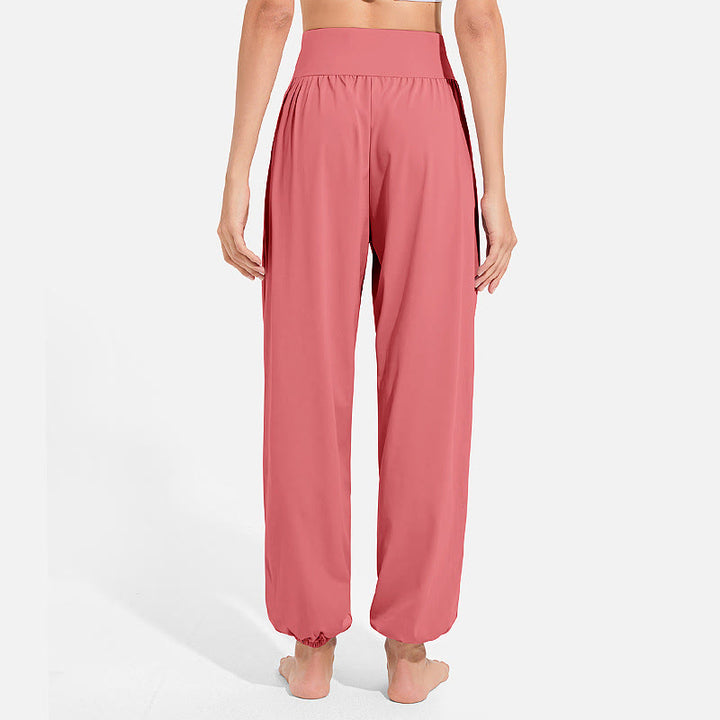 Pantalon harem femme Buddha Stones uni à taille élastique et cordon de serrage, avec poches, idéal pour le sport et le yoga. - image 30