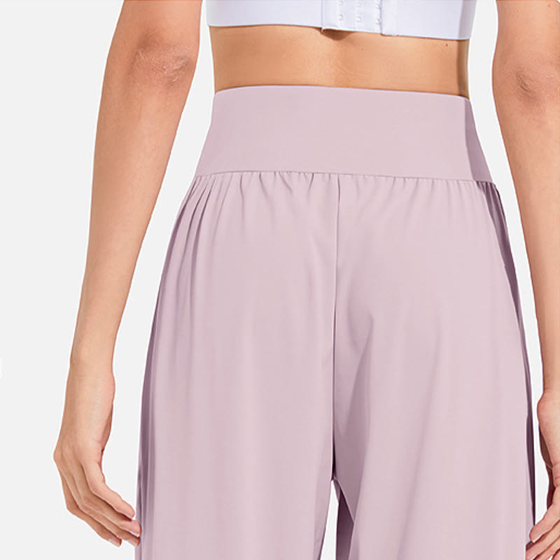Pantalon harem femme Buddha Stones uni à taille élastique et cordon de serrage, avec poches, idéal pour le sport et le yoga. - image 18