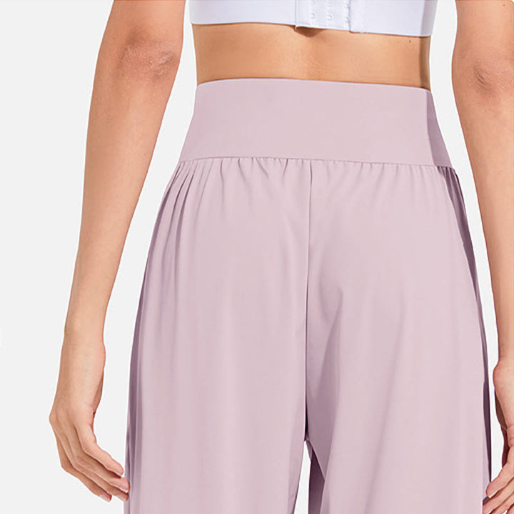 Pantalon harem femme Buddha Stones uni à taille élastique et cordon de serrage, avec poches, idéal pour le sport et le yoga. - image 18