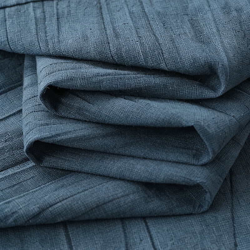 Chemise d'été pour homme en coton ramie à manches courtes et demi-boutonnée, motif plissé Buddha Stones - image 8