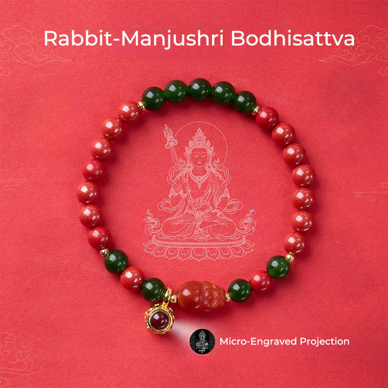 Buddha Stones Année du Cheval Micro-gravure Projection Le Zodiaque Chinois Bouddha Natal Bracelet de Bénédiction en Cinabre - image 13