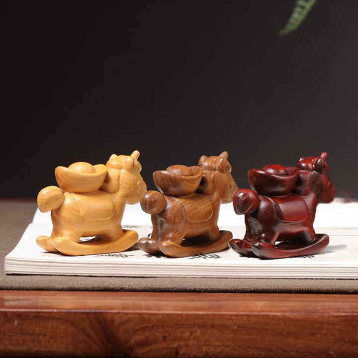 Buddha Stones Année du Cheval Bois de santal vert Bois de santal rouge Lingot sculpté en bois de tilleul Décoration positive - image 7