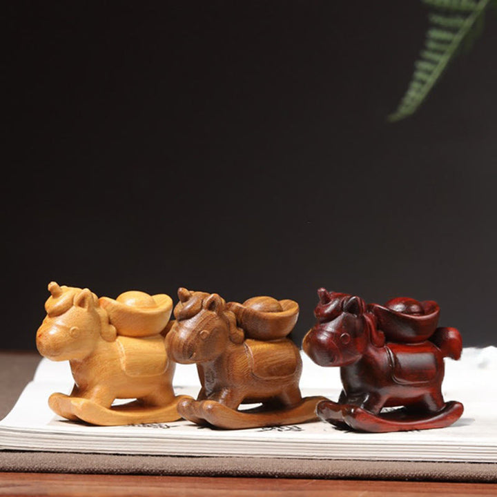 Buddha Stones Année du Cheval Bois de santal vert Bois de santal rouge Lingot sculpté en bois de tilleul Décoration positive - image 6