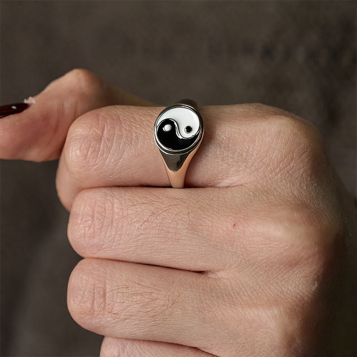 Bague porte-bonheur ajustable en cuivre Yin Yang et Buddha Stones - image 3