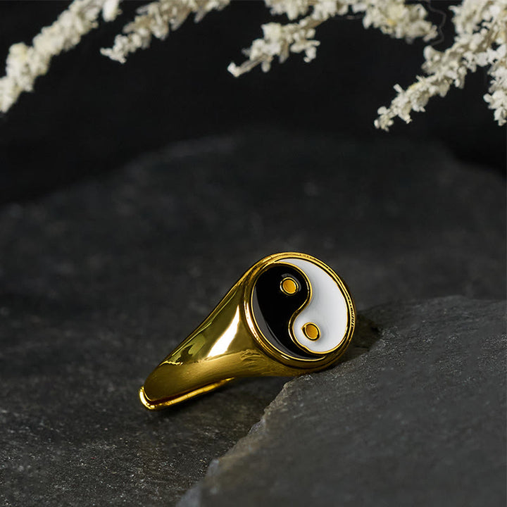 Bague porte-bonheur ajustable en cuivre Yin Yang et Buddha Stones - image 7