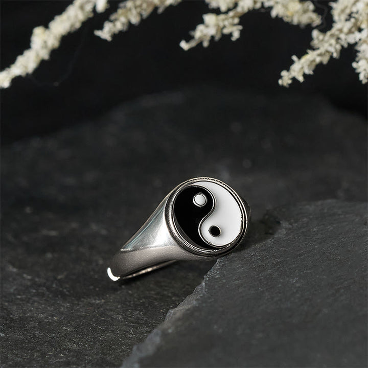 Bague porte-bonheur ajustable en cuivre Yin Yang et Buddha Stones - image 2