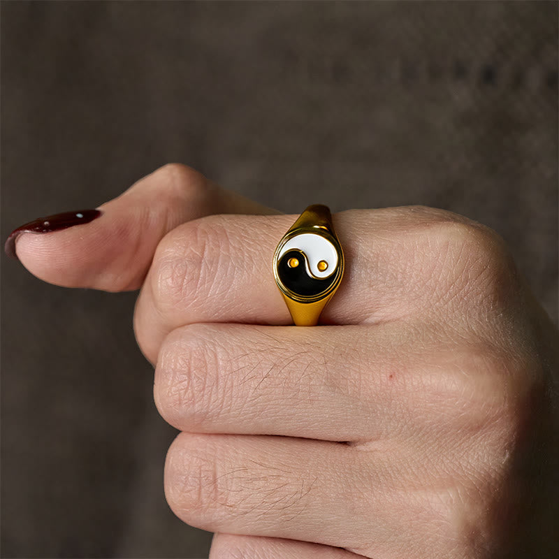 Bague porte-bonheur ajustable en cuivre Yin Yang et Buddha Stones - image 8