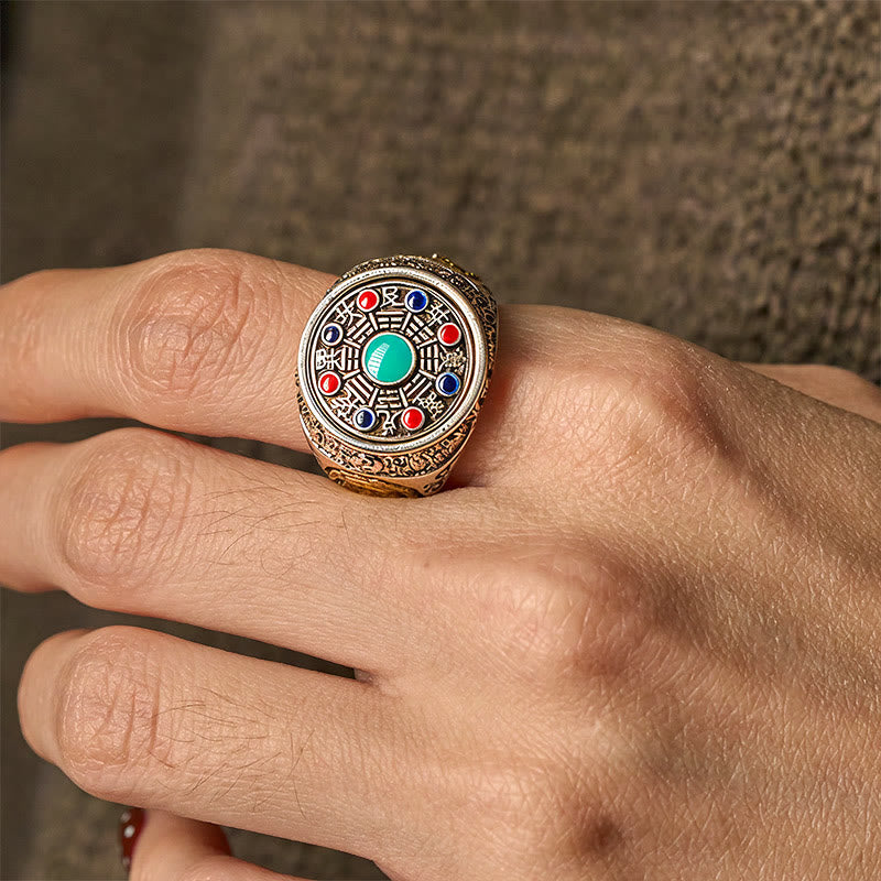 Buddha Stones, Bagua en cuivre, pièces de cuivre, bague rotative et ajustable porte-bonheur - image 4