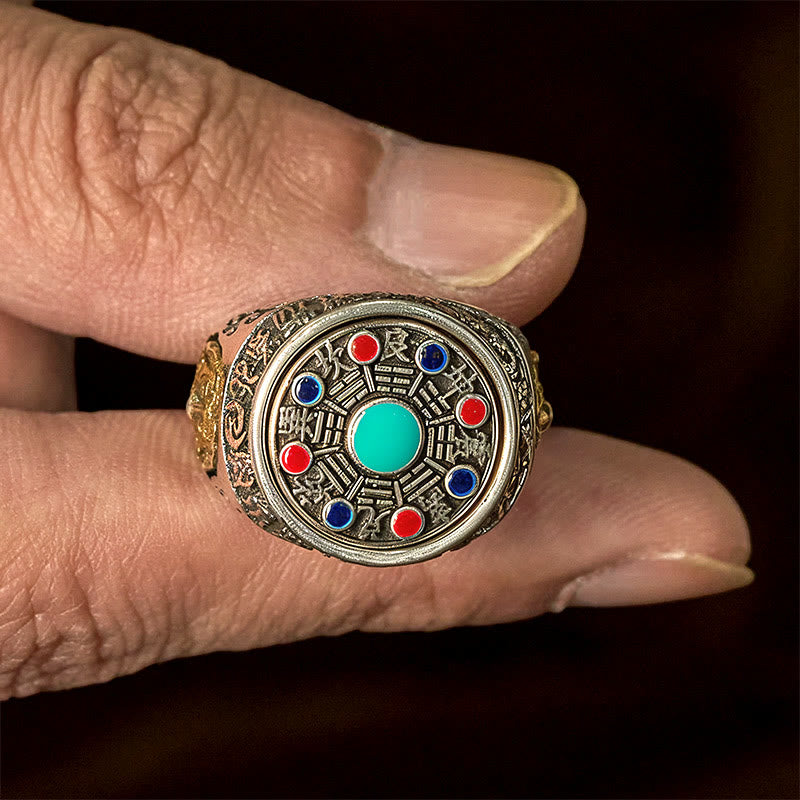 Buddha Stones, Bagua en cuivre, pièces de cuivre, bague rotative et ajustable porte-bonheur - image 7