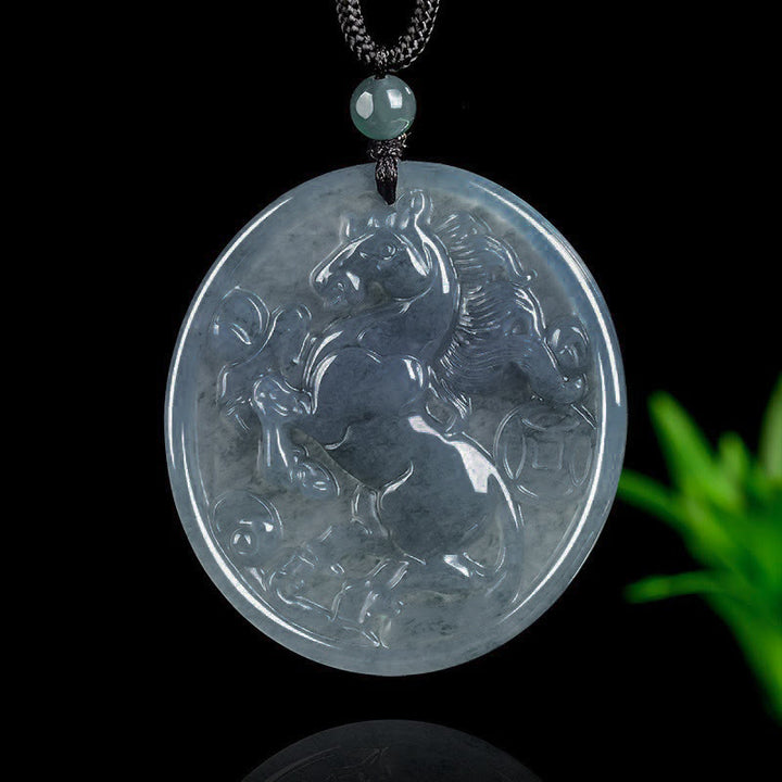 Pendentifs de collier en jade de l'année du Cheval, porte-bonheur et abondance, Buddha Stones - Cheval de Jade - image 0
