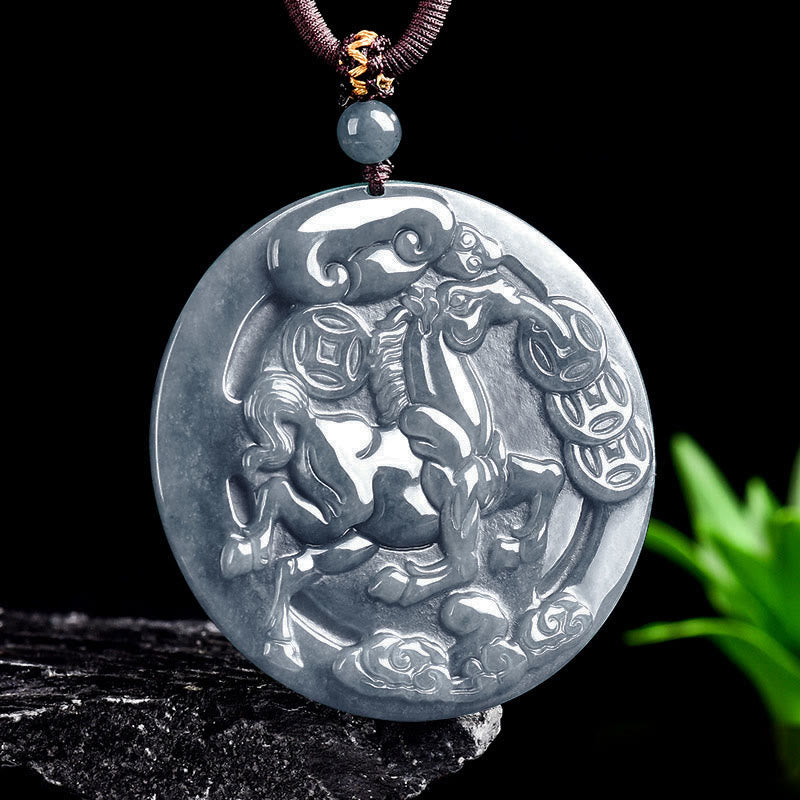Pendentifs de collier en jade de l'année du Cheval, symbole de prospérité et d'abondance, Buddha Stones - image 2