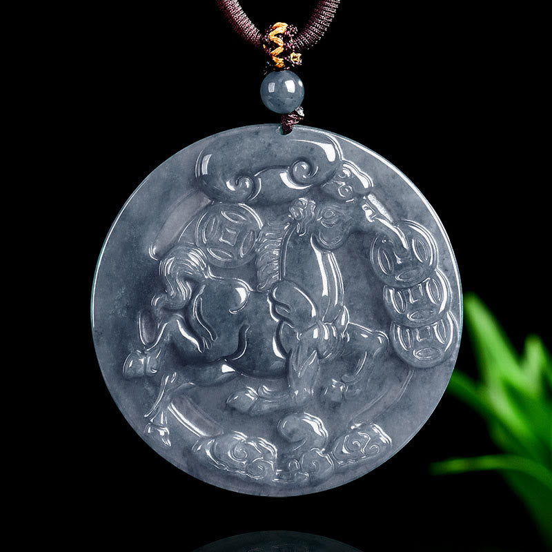 Pendentifs de collier en jade de l'année du Cheval, symbole de prospérité et d'abondance, Buddha Stones - Cheval de Jade - image 0