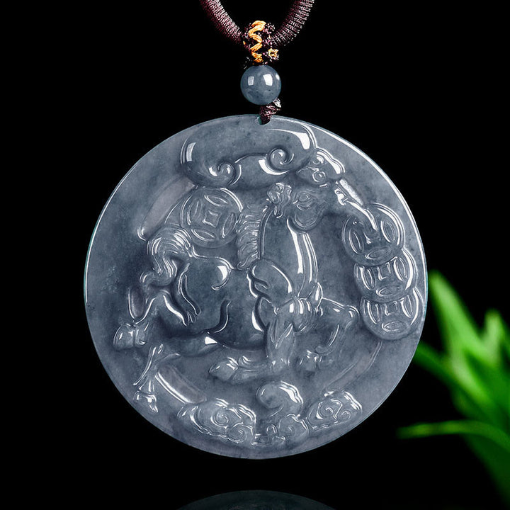 Pendentifs de collier en jade de l'année du Cheval, symbole de prospérité et d'abondance, Buddha Stones - Cheval de Jade - image 0