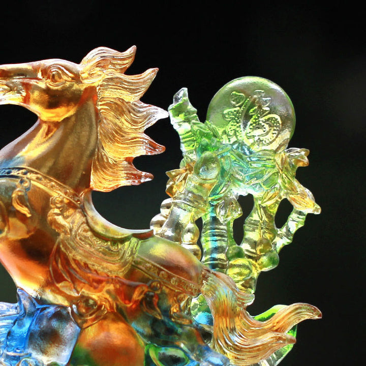 Buddha Stones Année du Cheval, sculpture artisanale en cristal Liuli représentant le cheval Fu, symbole de prospérité, décoration pour la maison ou le bureau - image 3