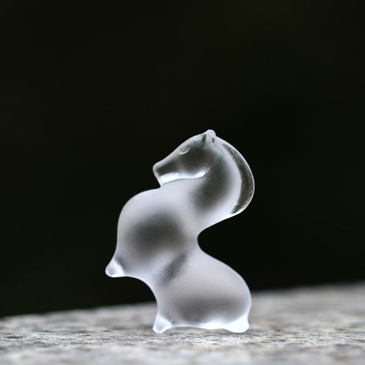 Buddha Stones Année du Cheval Capsule de lotus Feuille de lotus Pièce d'art en cristal Liuli Décoration énergétique pour la maison ou le bureau - image 19