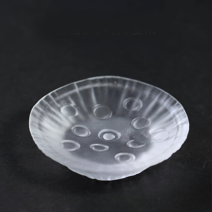 Buddha Stones Année du Cheval Capsule de lotus Feuille de lotus Pièce d'art en cristal Liuli Décoration énergétique pour la maison ou le bureau - Coussin Lotus Pod 6,5*1,5 cm - image 5