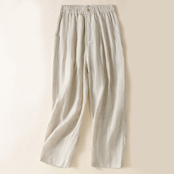 Pantalon d'été pour femme Buddha Stones, longueur cheville, fermeture éclair et boutons, avec poches - Lin - US8-10，UK/AU12-14，EU40-42 (2XL) - image 33