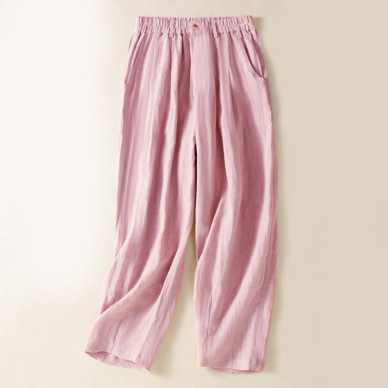 Pantalon d'été pour femme Buddha Stones, longueur cheville, fermeture éclair et boutons, avec poches - Rose clair - US8-10，UK/AU12-14，EU40-42 (2XL) - image 8