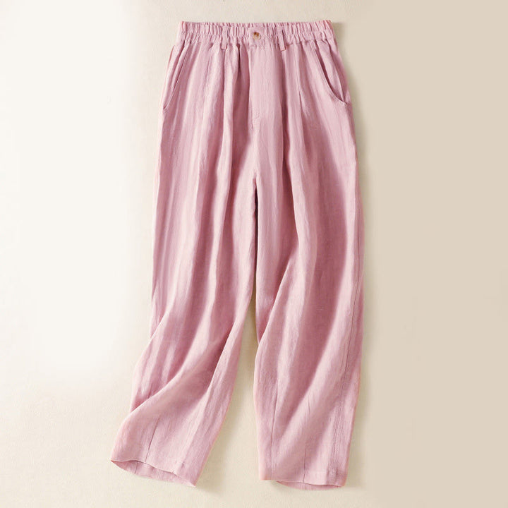 Pantalon d'été pour femme Buddha Stones, longueur cheville, fermeture éclair et boutons, avec poches - Rose clair - US8-10，UK/AU12-14，EU40-42 (2XL) - image 8