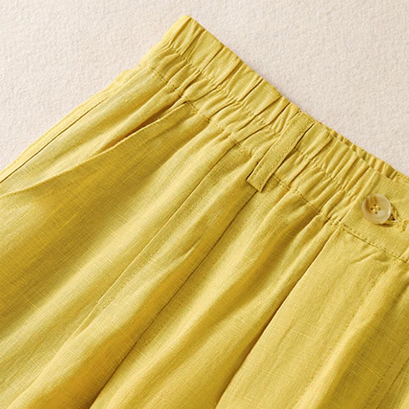 Pantalon d'été pour femme Buddha Stones, longueur cheville, fermeture éclair et boutons, avec poches - image 5