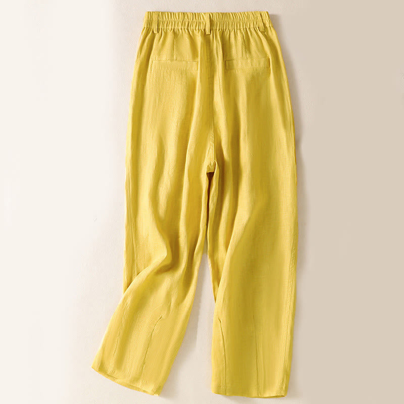 Pantalon d'été pour femme Buddha Stones, longueur cheville, fermeture éclair et boutons, avec poches - image 2