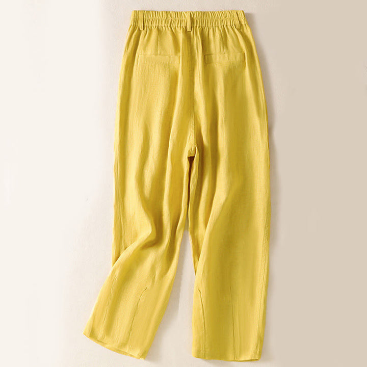 Pantalon d'été pour femme Buddha Stones, longueur cheville, fermeture éclair et boutons, avec poches - image 2
