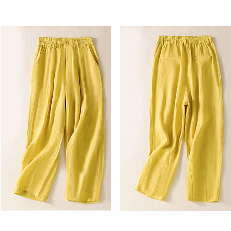 Pantalon d'été pour femme Buddha Stones, longueur cheville, fermeture éclair et boutons, avec poches - image 3