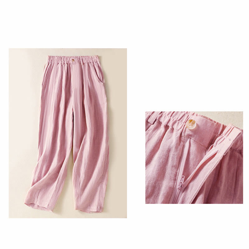 Pantalon d'été pour femme Buddha Stones, longueur cheville, fermeture éclair et boutons, avec poches - image 18
