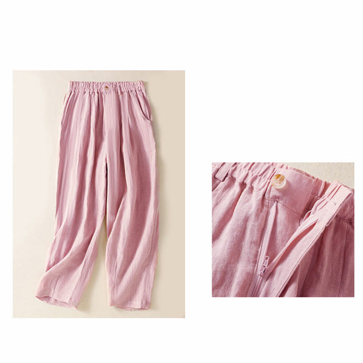 Pantalon d'été pour femme Buddha Stones, longueur cheville, fermeture éclair et boutons, avec poches - image 18