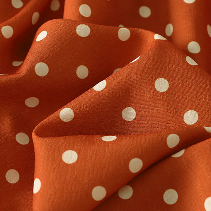 Robe midi femme en coton à pois, col rond et manches longues, motif Buddha Stones - image 8