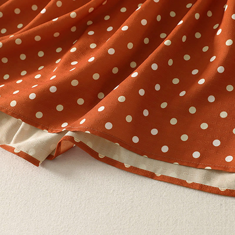 Robe midi femme en coton à pois, col rond et manches longues, motif Buddha Stones - image 6