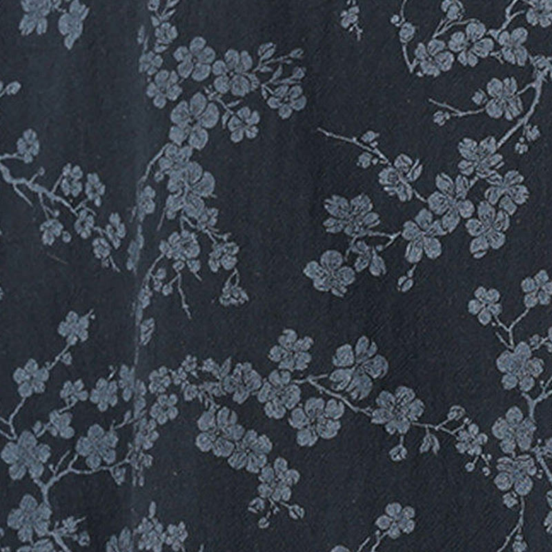Chemise homme à manches courtes en coton et lin, motif de fleurs de pêcher d'été et Buddha Stones - image 8