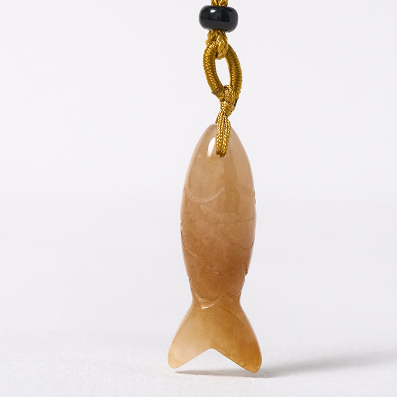 Collier pendentif en Buddha Stones sculptée en forme de carpe koï, cristal rose, agate indienne et améthyste, symbole de chaleur et de prospérité - image 18