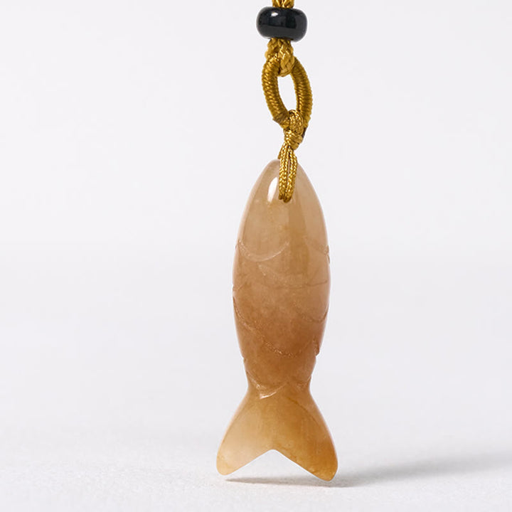 Collier pendentif en Buddha Stones sculptée en forme de carpe koï, cristal rose, agate indienne et améthyste, symbole de chaleur et de prospérité - image 18