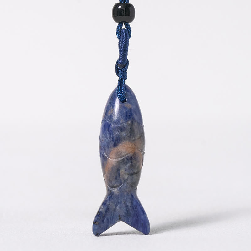 Collier pendentif en Buddha Stones sculptée en forme de carpe koï, cristal rose, agate indienne et améthyste, symbole de chaleur et de prospérité - image 39