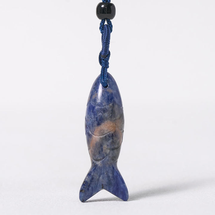 Collier pendentif en Buddha Stones sculptée en forme de carpe koï, cristal rose, agate indienne et améthyste, symbole de chaleur et de prospérité - image 39