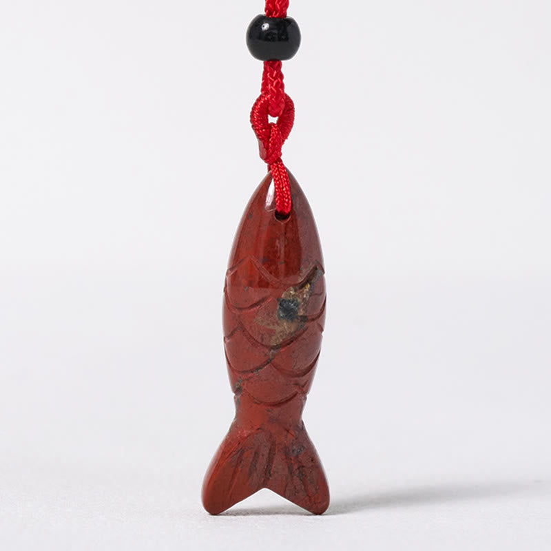 Collier pendentif en Buddha Stones sculptée en forme de carpe koï, cristal rose, agate indienne et améthyste, symbole de chaleur et de prospérité - image 23