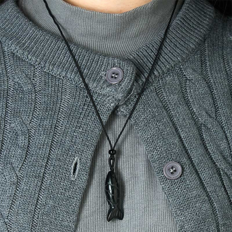 Collier pendentif en Buddha Stones sculptée en forme de carpe koï, cristal rose, agate indienne et améthyste, symbole de chaleur et de prospérité - image 66