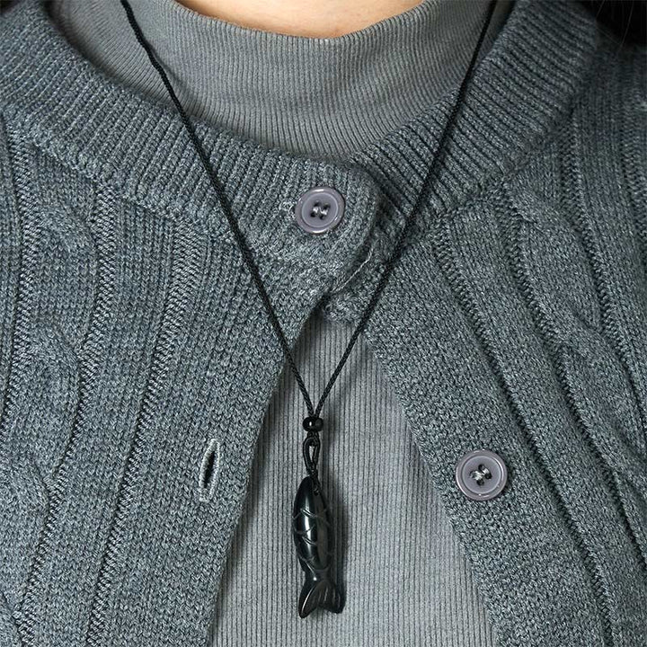 Collier pendentif en Buddha Stones sculptée en forme de carpe koï, cristal rose, agate indienne et améthyste, symbole de chaleur et de prospérité - image 66