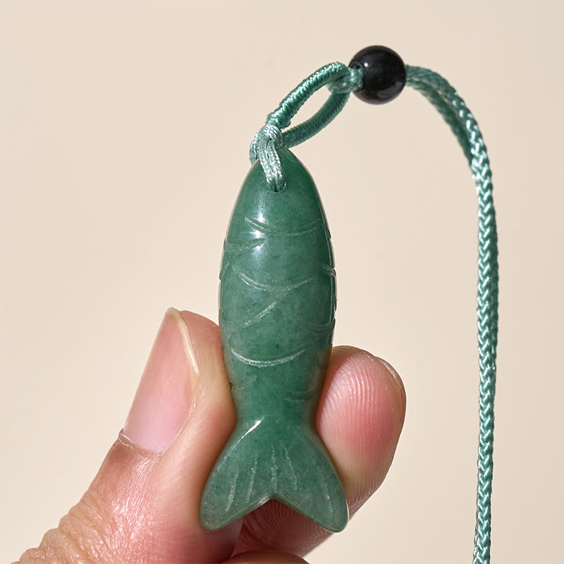 Collier pendentif en Buddha Stones sculptée en forme de carpe koï, cristal rose, agate indienne et améthyste, symbole de chaleur et de prospérité - image 45